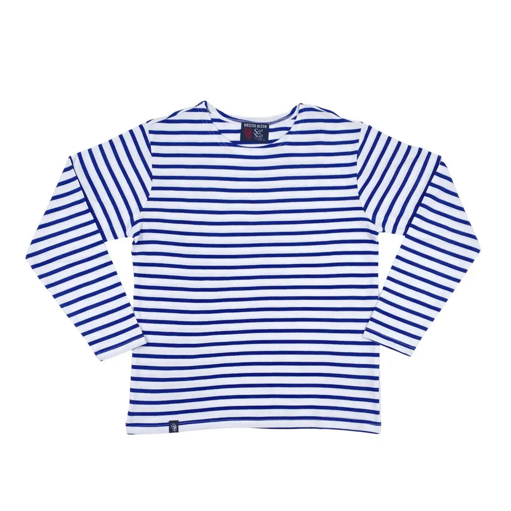 Marinière mixte 100% Coton épais BIO - BLANC/AZUR XS