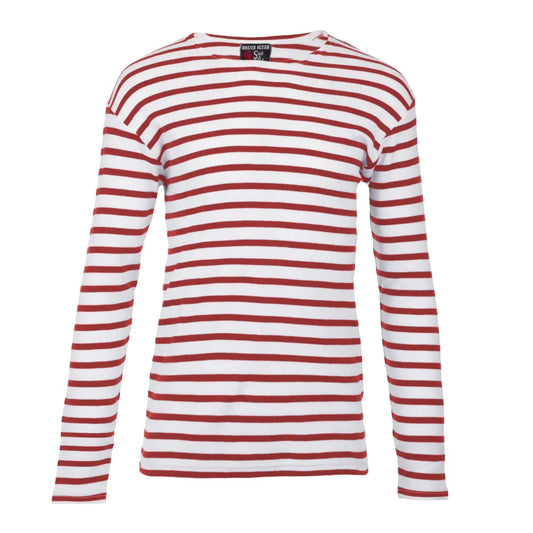 Marinière mixte 100% Coton épais BIO - BLANC/ROUGE 4XL