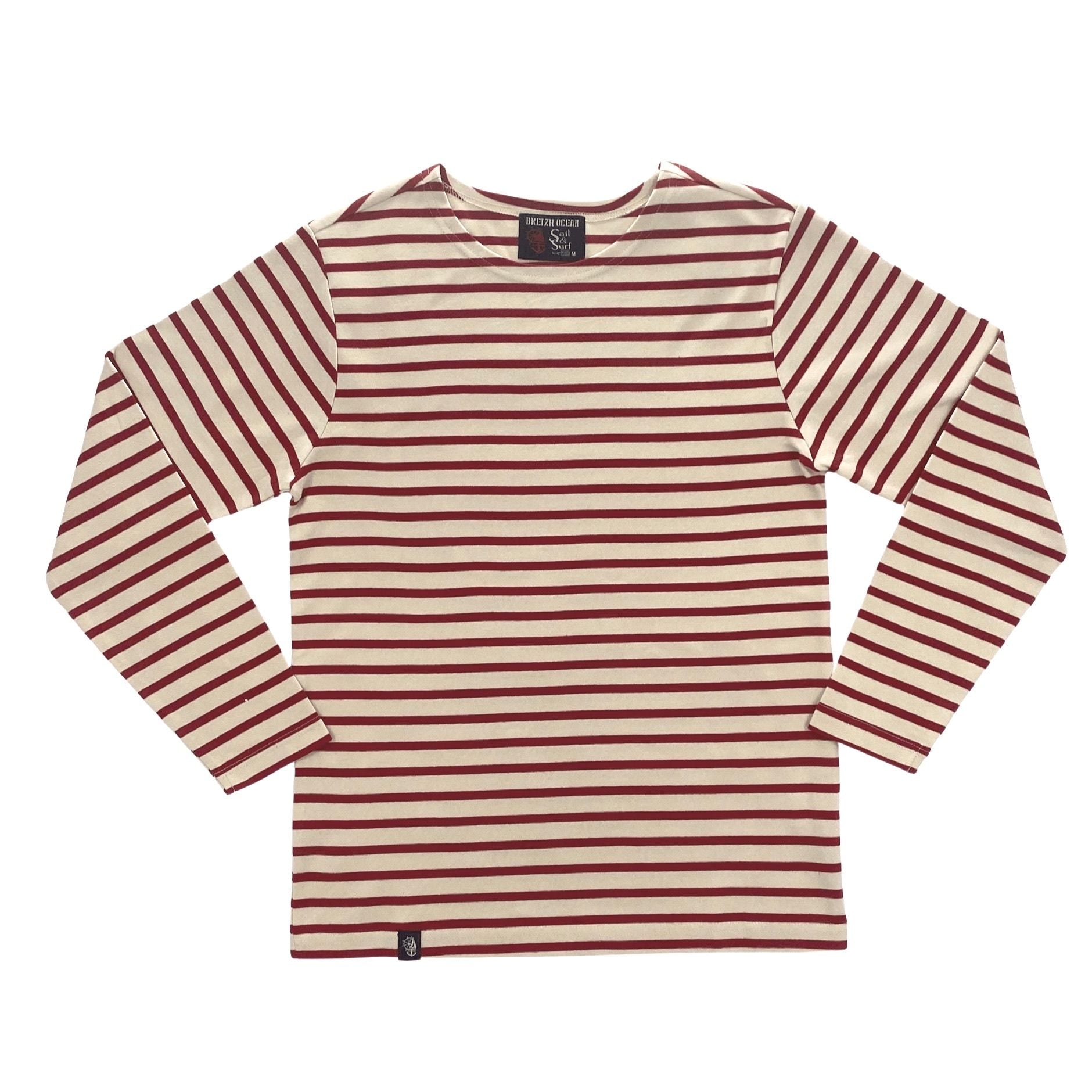 Marinière mixte 100% Coton épais BIO - ECRU/ROUGE 3XL