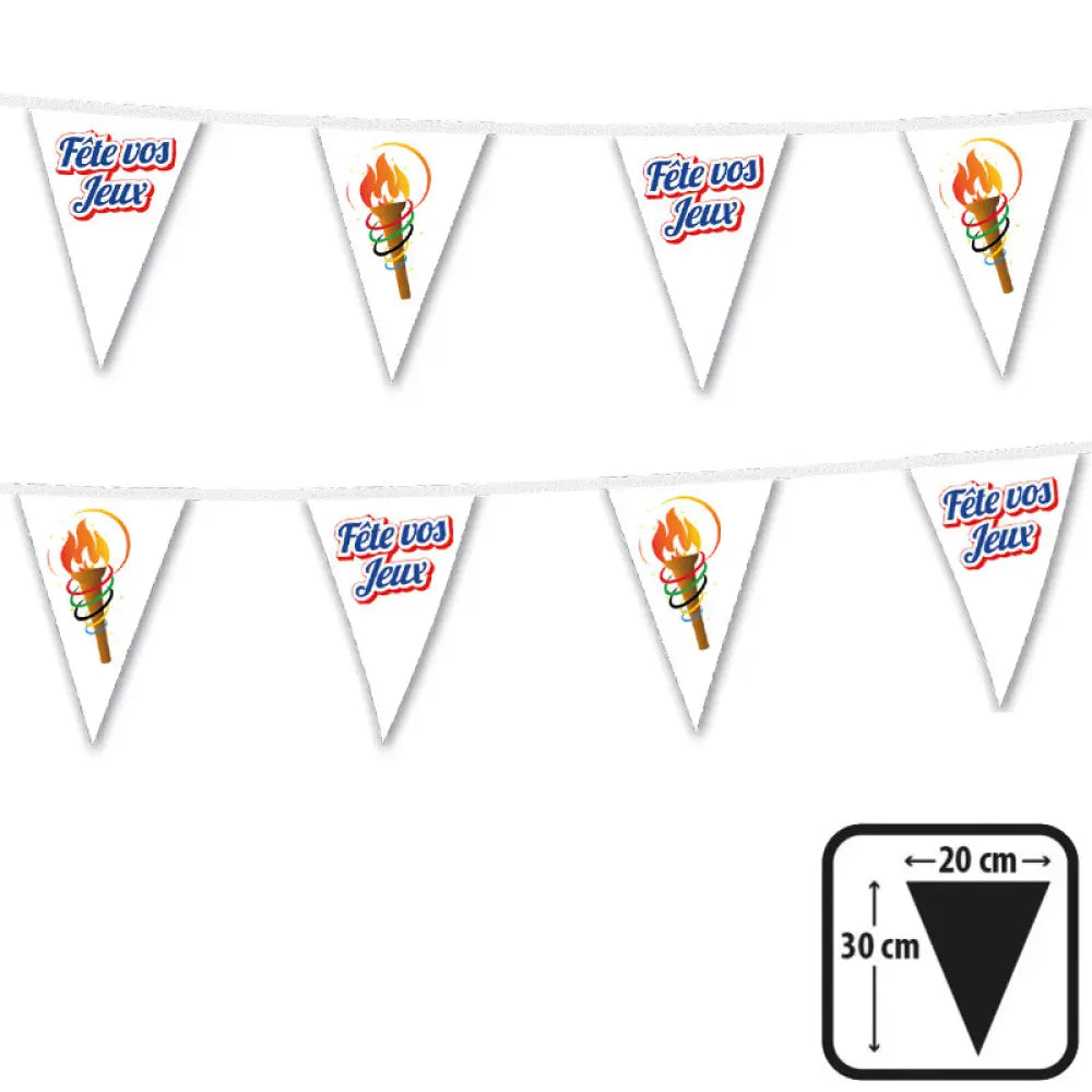 Fanions Jeux Olympiques - 5 m - 8 fanions - 30 x 20 cm