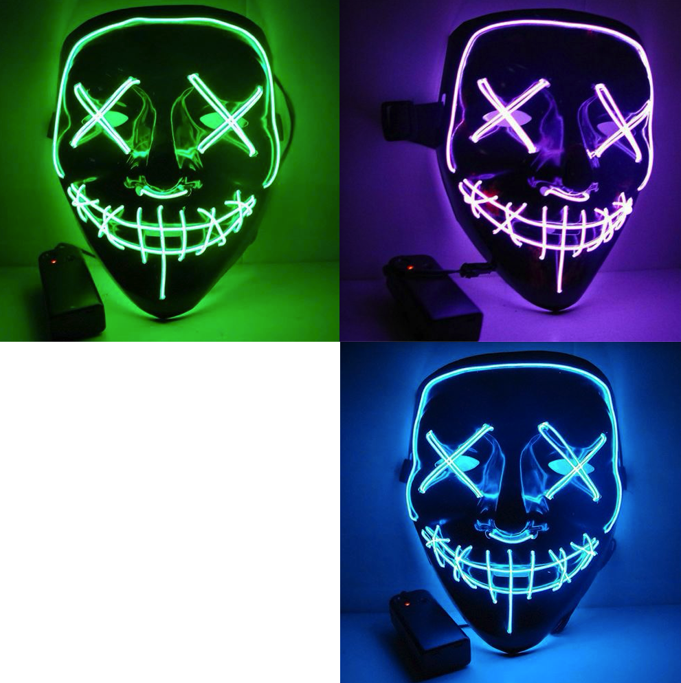 Masque lumineux LED Terreur (Coloris au choix)