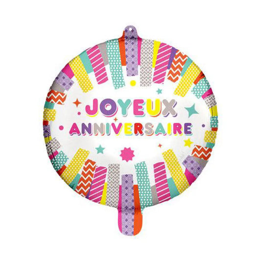 Ballon Alu 45cm - Joyeux Anniversaire Color