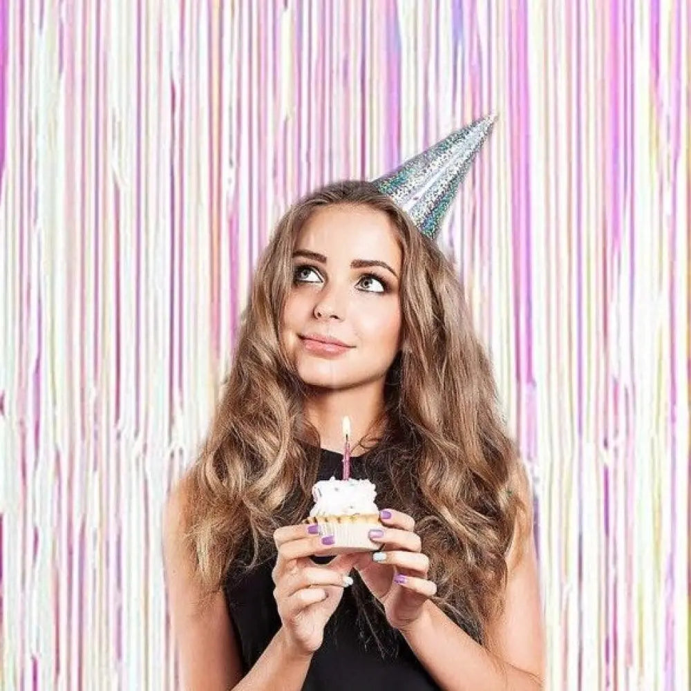 Rideau Franges Holographique - Scintillant - 100x200cm