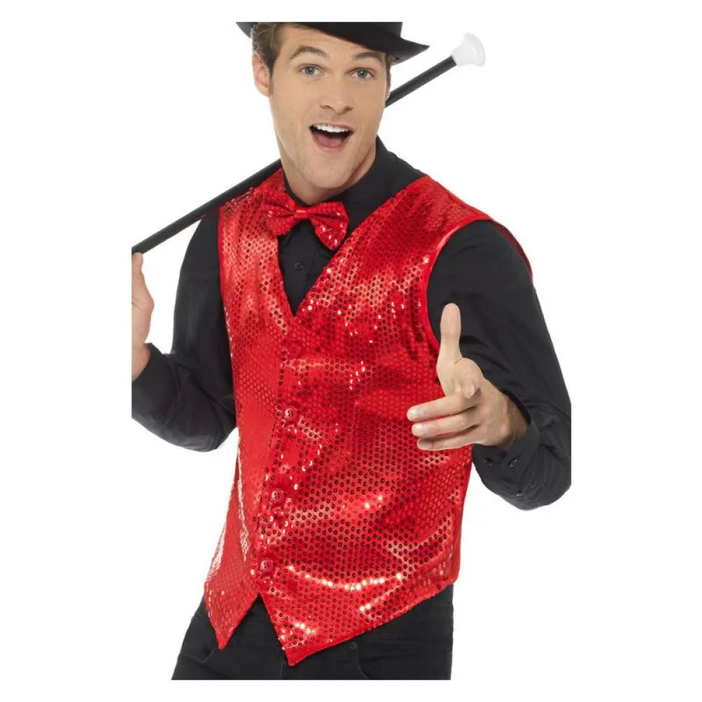 Gilet à Sequins Rouge - L