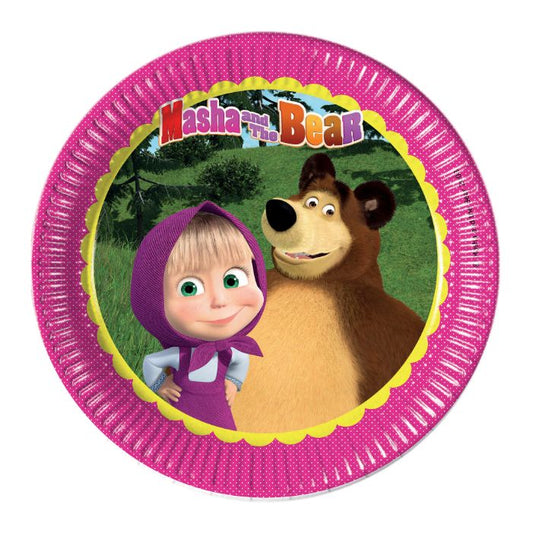 8 Assiettes en Carton D23cm - Masha and the Bear