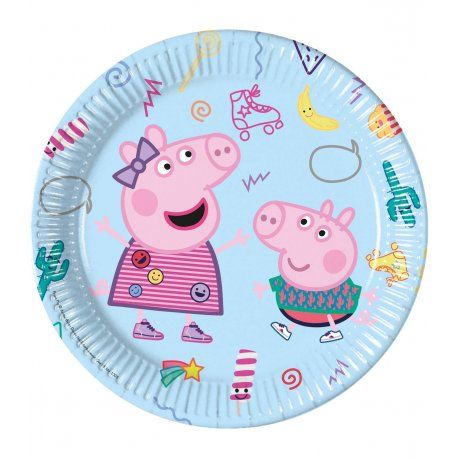 8 Assiettes en Carton D23cm - Peppa Pig