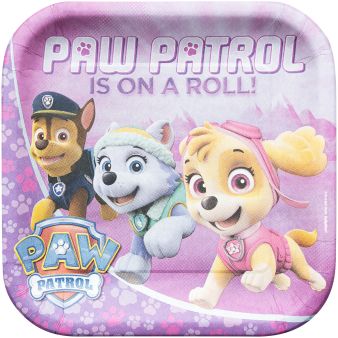 8 Assiettes en Carton D23cm - Paw Patrol Rose