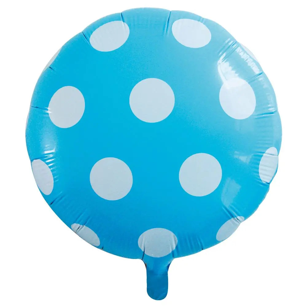 Ballon Alu Rond 18'' Pois Bleu Clair