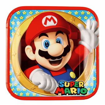 8 Assiettes en Carton D23cm - Super Mario