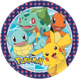 8 Assiettes en Carton D23cm - Pokemon