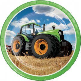 8 Assiettes en Carton D23cm - ''Tractor Time''