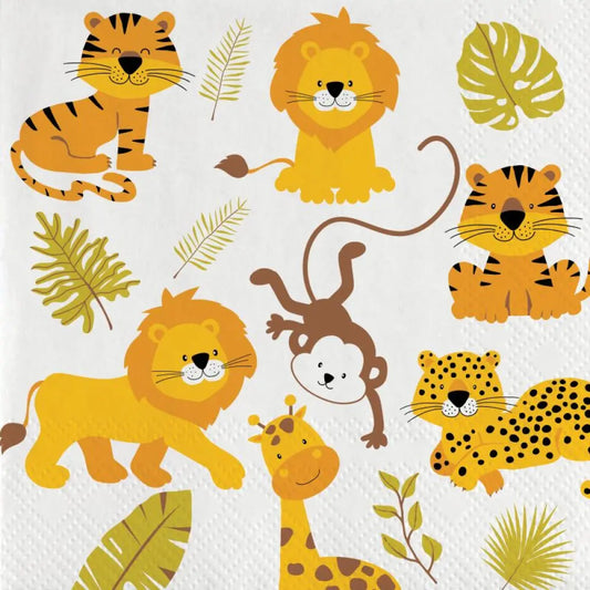 20 Serviettes en Papier 33x33cm - Happy Jungle