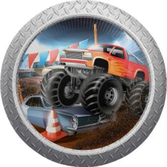 8 Assiettes en Carton D23cm - Monster Truck Rallye