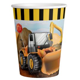 8 Gobelets en Carton 25cl - ''Big Dig Construction''