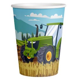 8 Gobelets en Carton 26cl - ''Tractor Time''