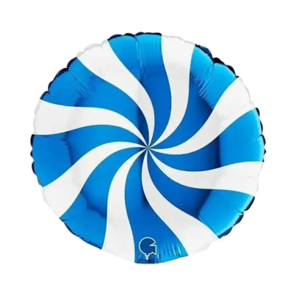 Ballon Alu 18'' - Swirly - Blanc & Bleu Metallic