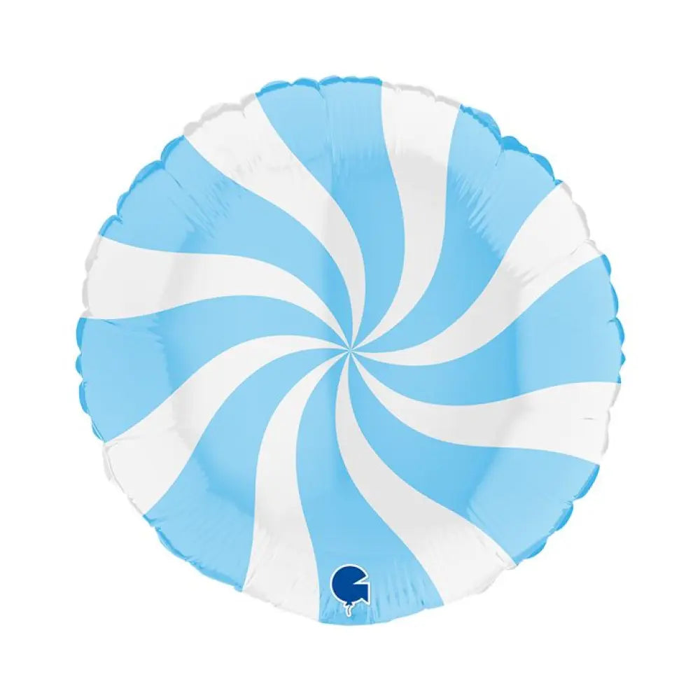 Ballon Alu 18'' - Swirly - Blanc & Bleu Mat