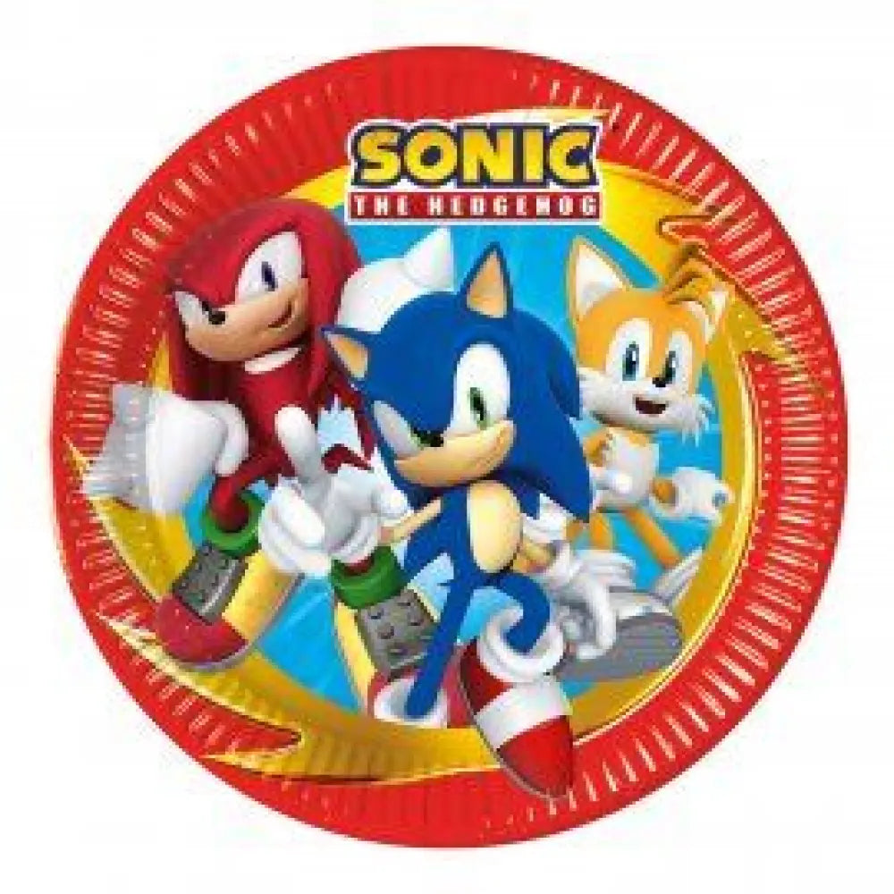 8 Assiettes en Carton D23cm - Sonic