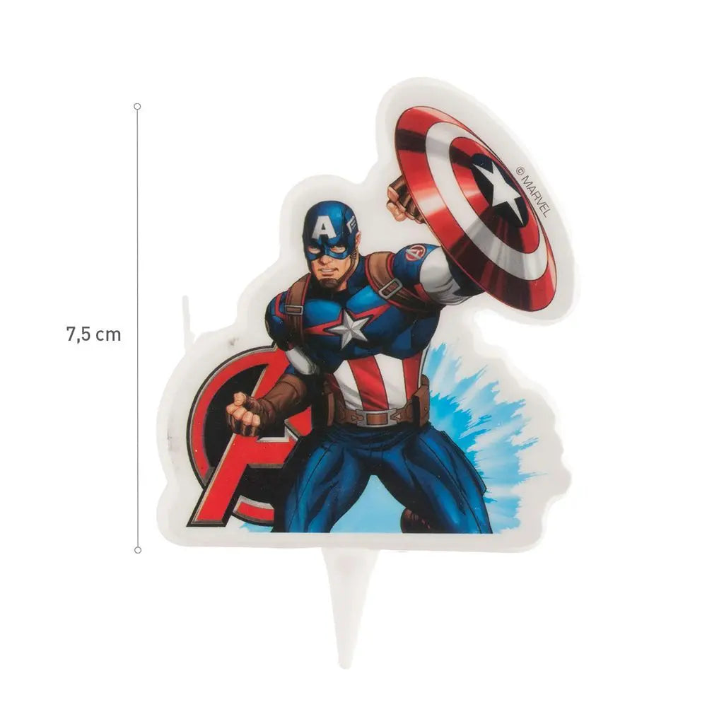 Bougie 2D d'Anniversaire - Captain America Avengers - H7.5cm