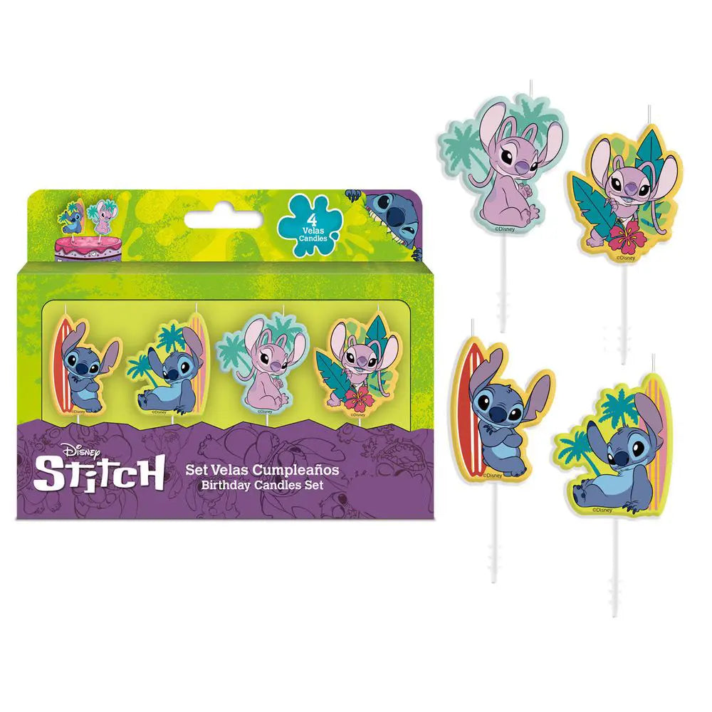 4 Bougies 2D - Stitch & Angel - H4.5cm