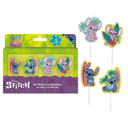 4 Bougies 2D - Stitch & Angel - H4.5cm