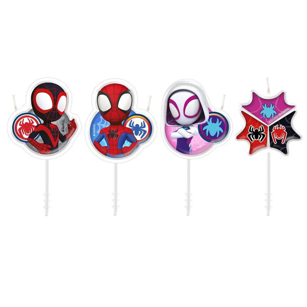 4 Bougies 2D - Spiderman "Amazing Friends" - H4.5cm