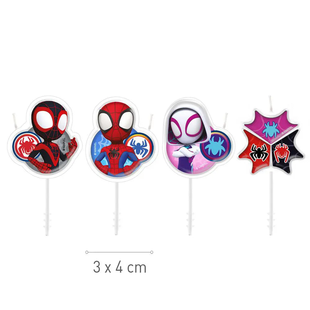 4 Bougies 2D - Spiderman "Amazing Friends" - H4.5cm