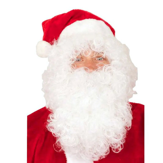 Perruque Père Noël/Saint-Nicolas avec Barbe - Blanche