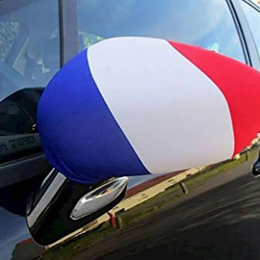 2 Housses de Rétroviseur Bleu/Banc/Rouge