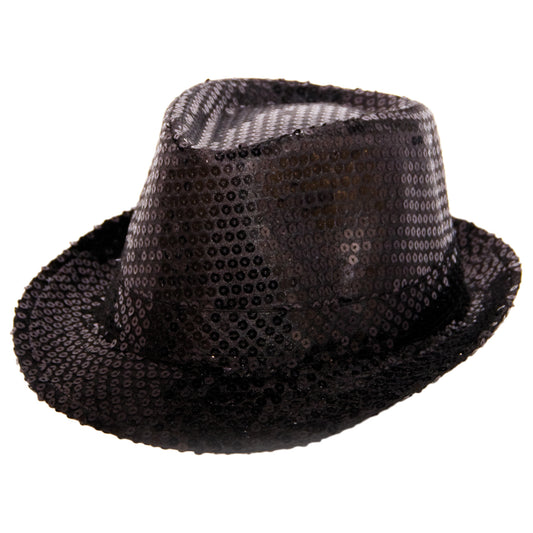 Chapeau Trilby Métallique Noir avec Paillettes