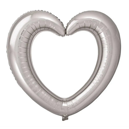 Ballon Alu Cœur Cadre Argent - 80x70cm