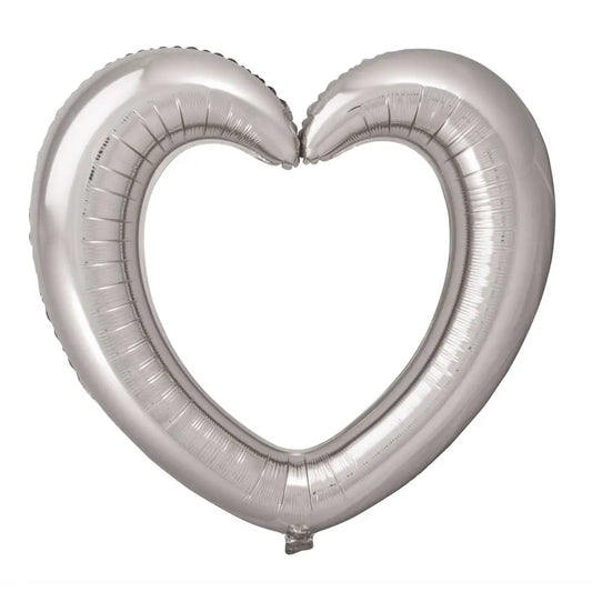 Ballon Alu Cœur Cadre Argent - 80x70cm