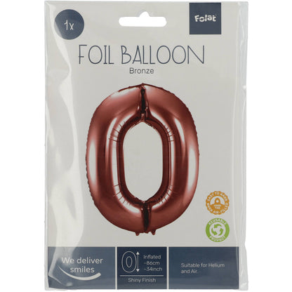 Ballon aluminium Chiffre 0 Bronze - 86 cm