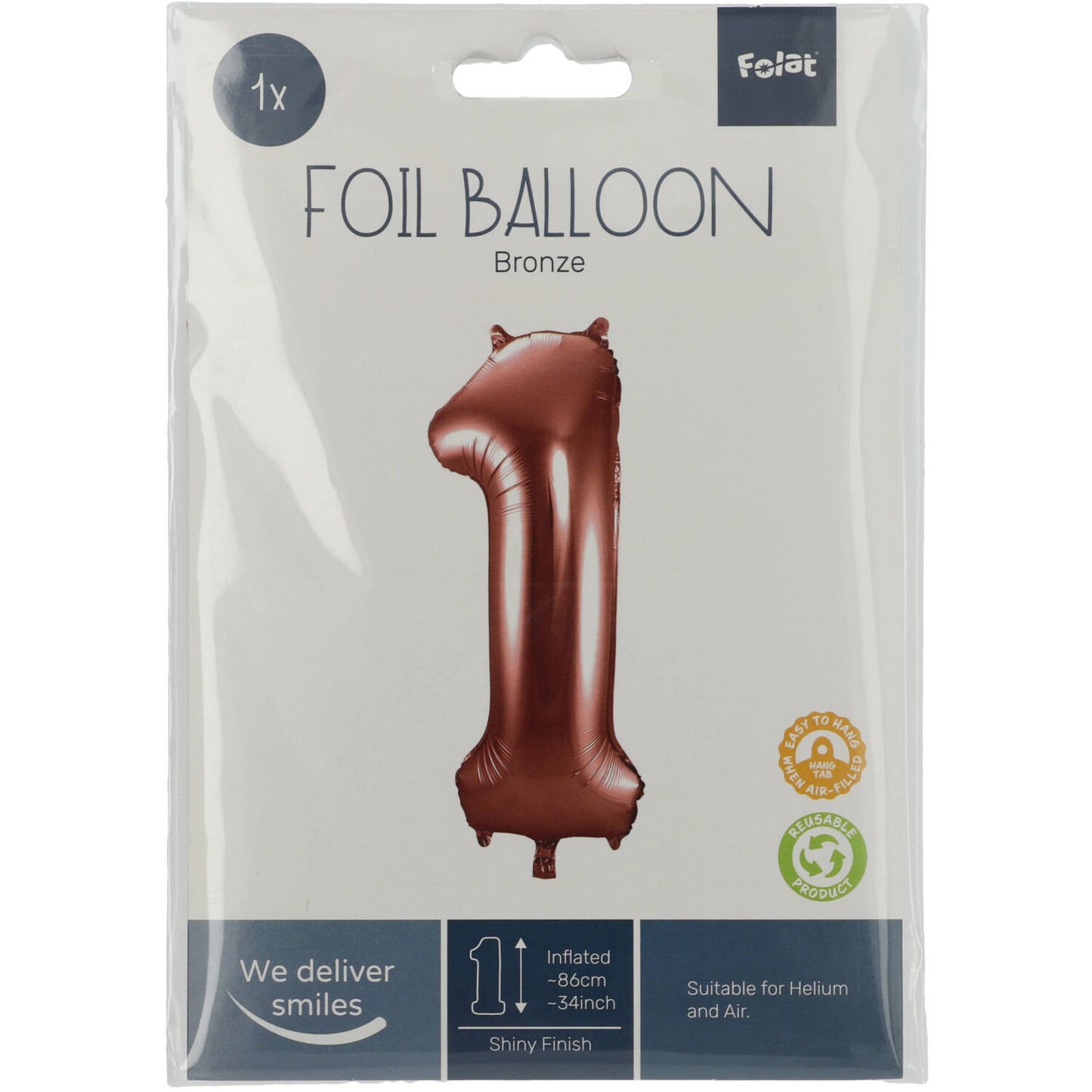 Ballon aluminium Chiffre 1 Bronze - 86 cm