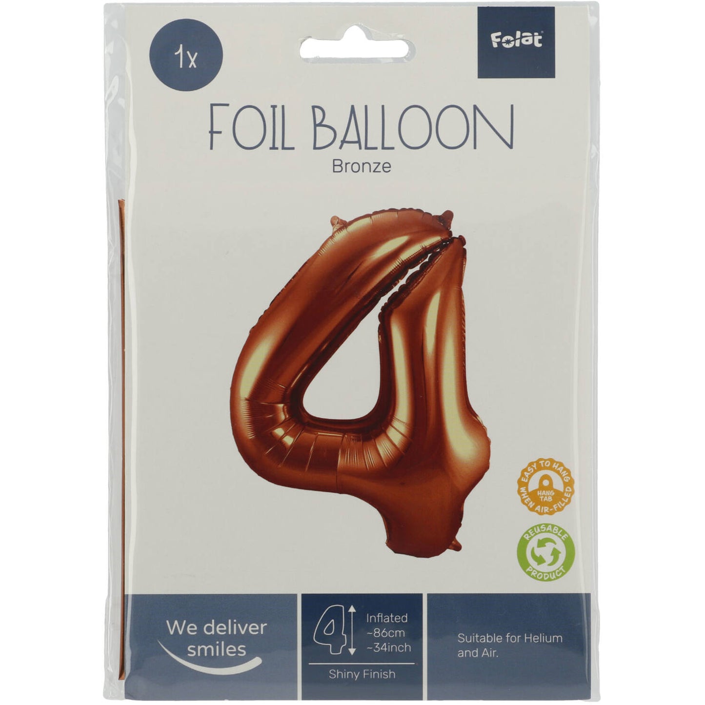 Ballon aluminium Chiffre 4 Bronze - 86 cm