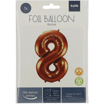 Ballon aluminium Chiffre 8 Bronze - 86 cm