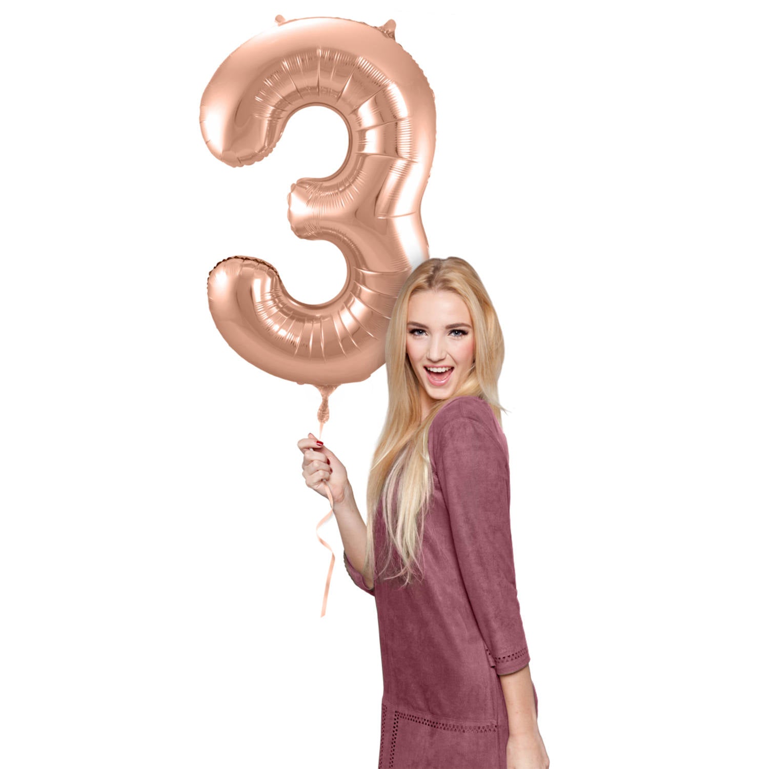 Ballon Chiffre 3 Rose Gold 86cm