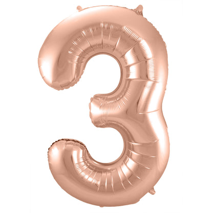 Ballon Chiffre 3 Rose Gold 86cm