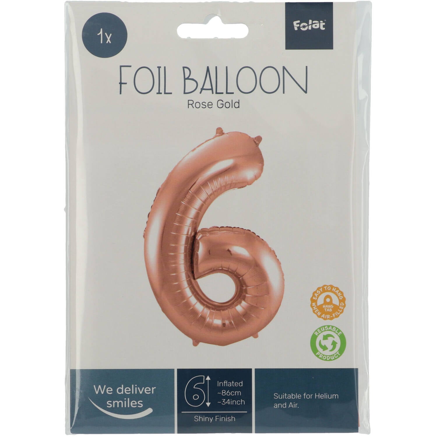 Ballon Chiffre 6 Rose Gold 86cm 