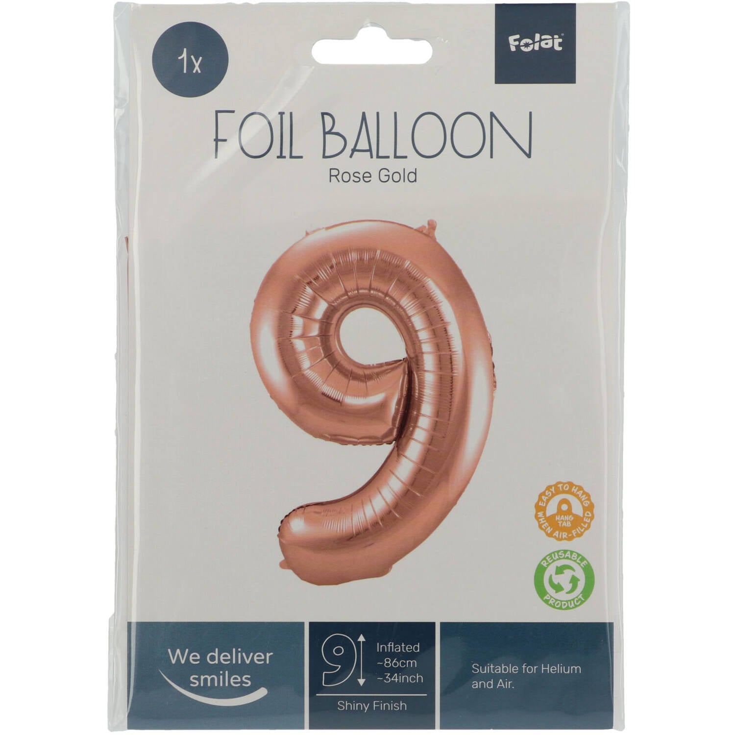 Ballon Chiffre 9 Rose Gold 86cm