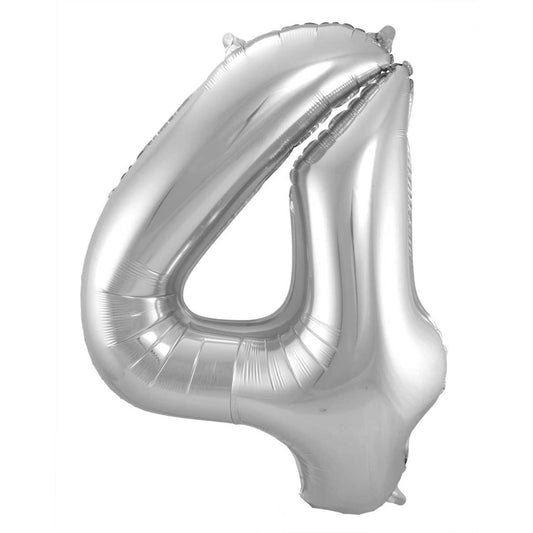 Ballon Chiffre 4 Argent 86cm