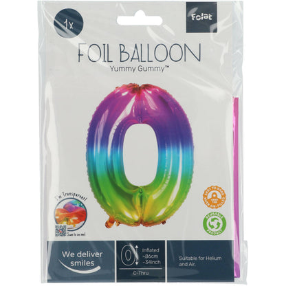 Ballon Chiffre 0 Multicolore 86cm 