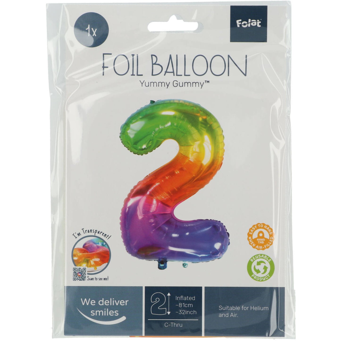 Ballon Chiffre 2 Multicolore 86cm