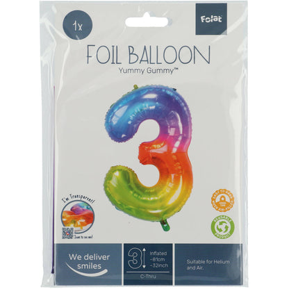 Ballon Chiffre 3 Multicolore 86cm