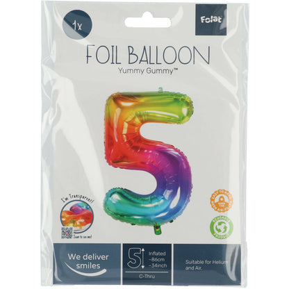 Ballon Chiffre 5 Multicolore 86cm