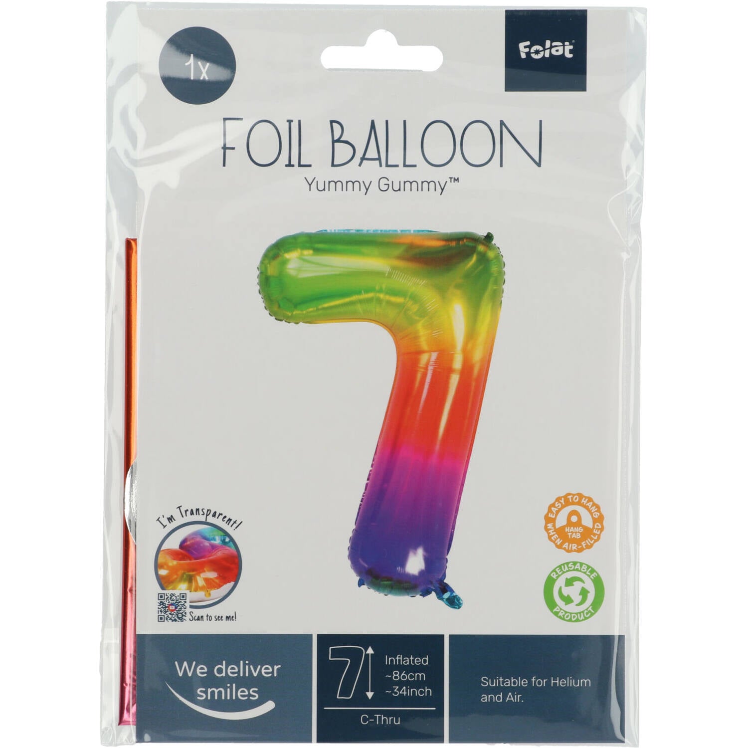 Ballon Chiffre 7 Multicolore 86cm