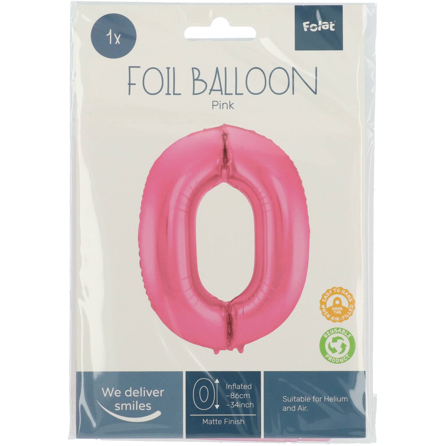 Ballon Chiffre 0 Rose Mat 86cm