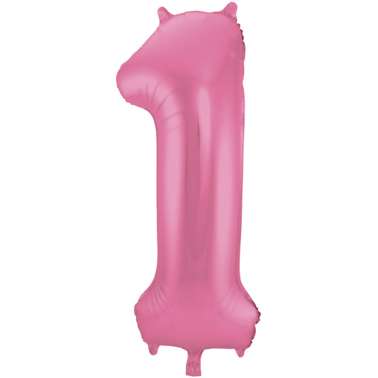 Ballon Chiffre 1 Rose Mat  86cm