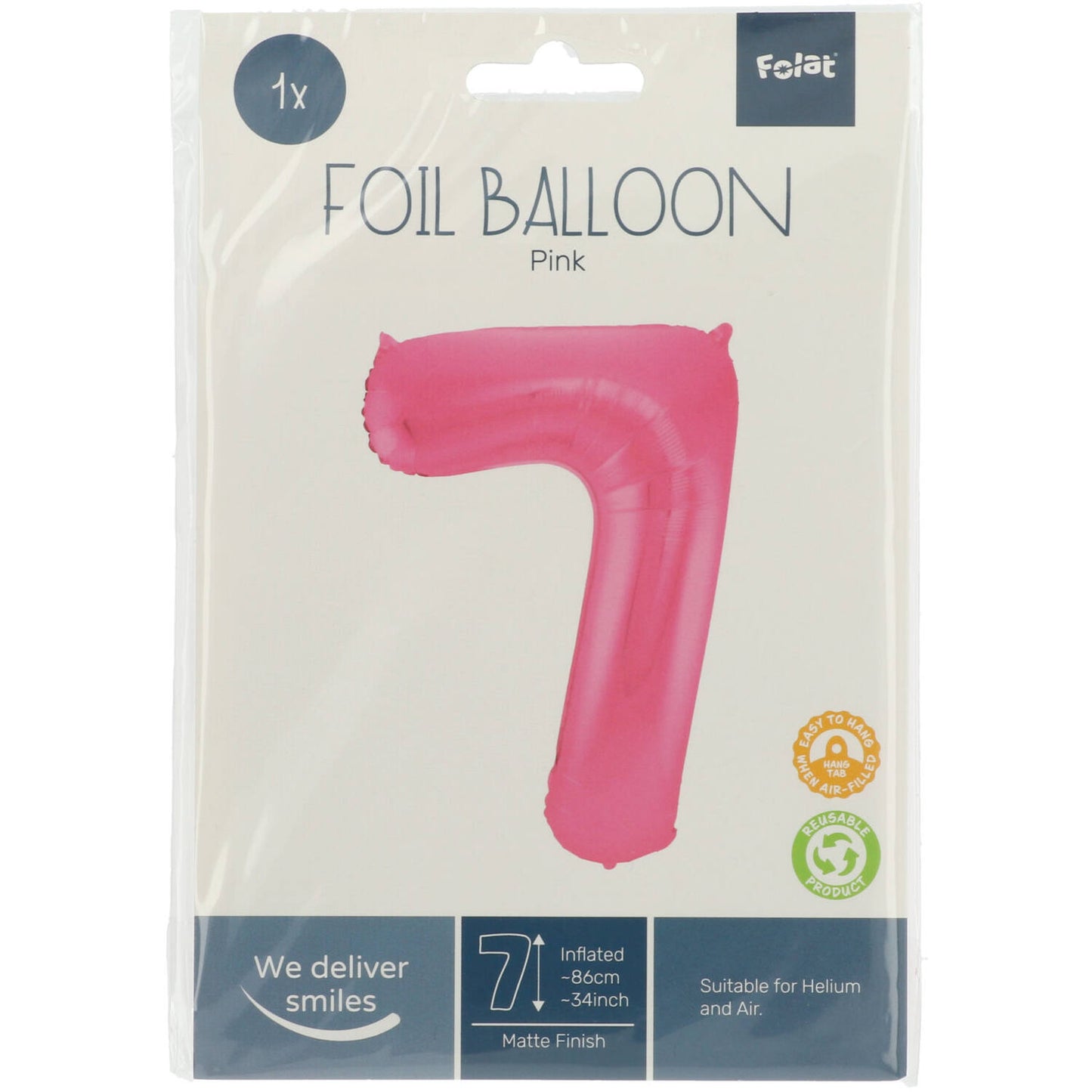 Ballon Chiffre 7 Rose Mat 86cm