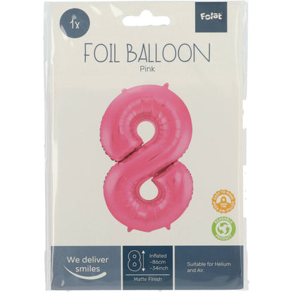 Ballon Chiffre 8 Rose mat 86cm